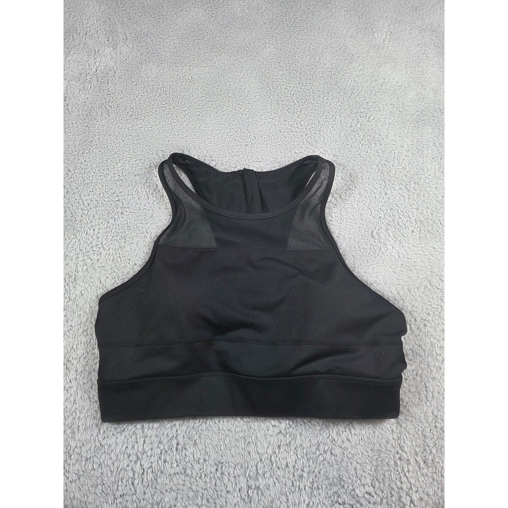 ZYIA Active Sports Bra XL Black Womens High Neck Mesh Racerback Zipper - Picture 2 of 8